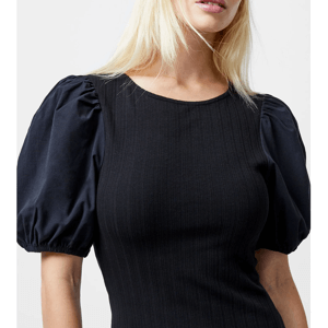 French Connection Sasia Ribbed Puff Sleeve Midi Dress